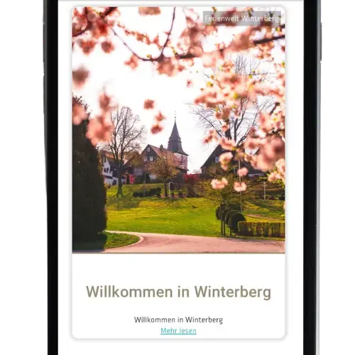 Startseite der Winterberg App auf einem Handy